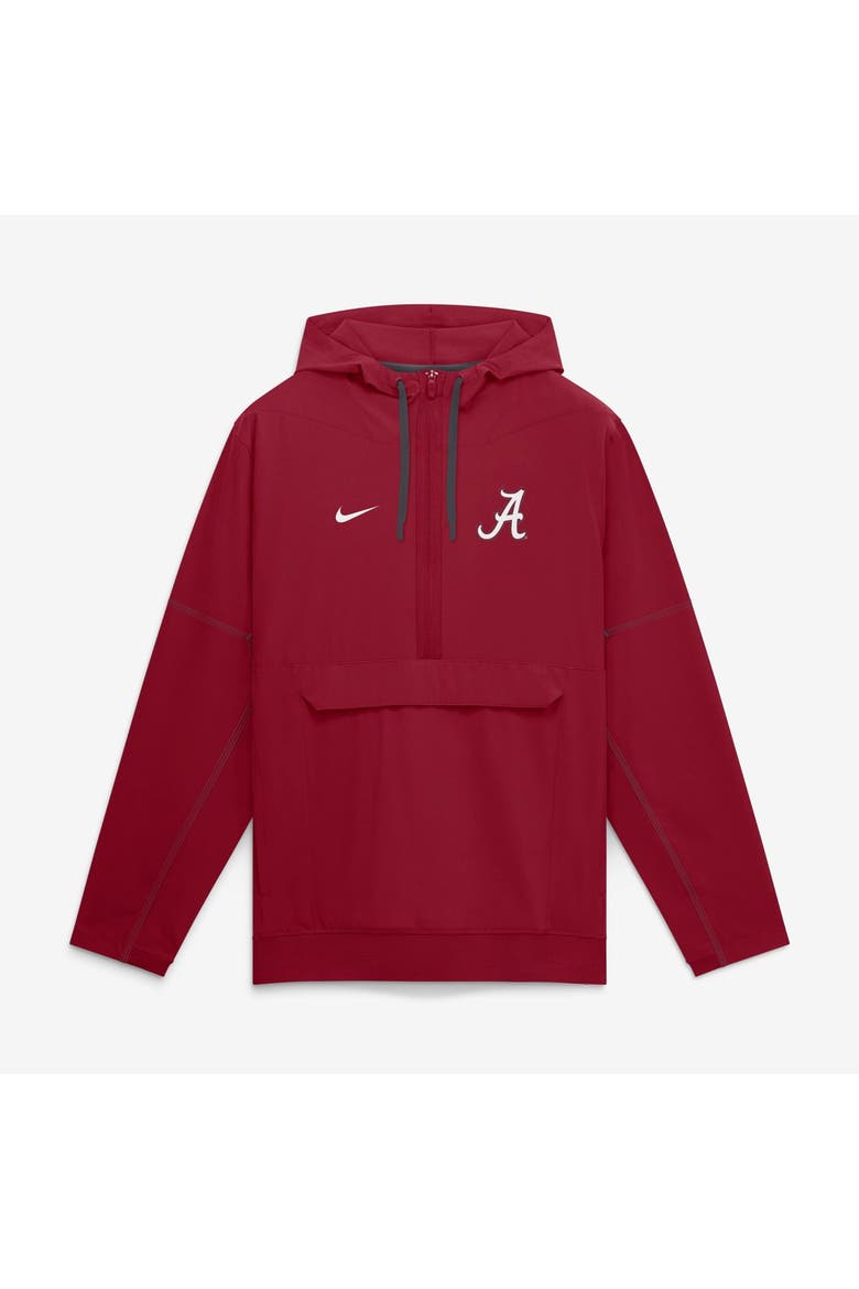 Men's Nike Crimson Alabama Crimson Tide 2026 Sideline Anorak Half-Zip Hooded Jacket, Main, color, Crimson