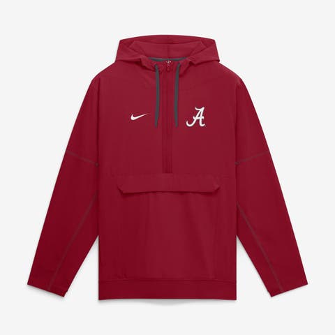 Men's Nike Crimson Alabama Crimson Tide 2026 Sideline Anorak Half-Zip Hooded Jacket