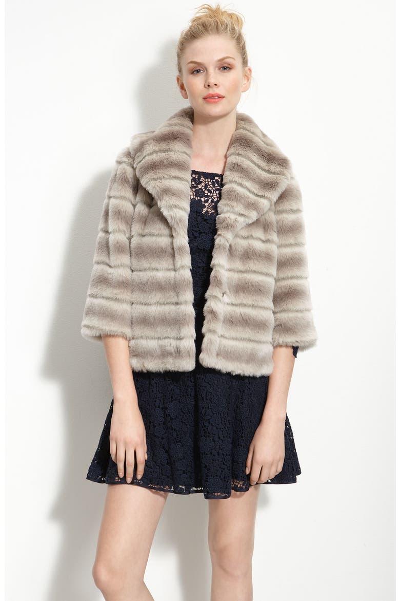 Faux Fur Capelet, Main, color, GREY SWAN