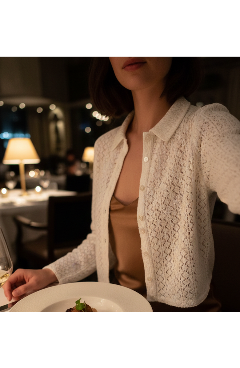 SITANO Airy Crochet Dinner Sweater, Alternate, color, White