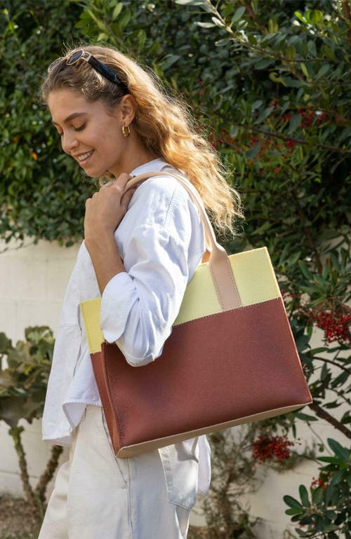 Graf & Lantz Graf Lantz Jaunt Merino Wool Midi Tote In Terracotta/limoncello