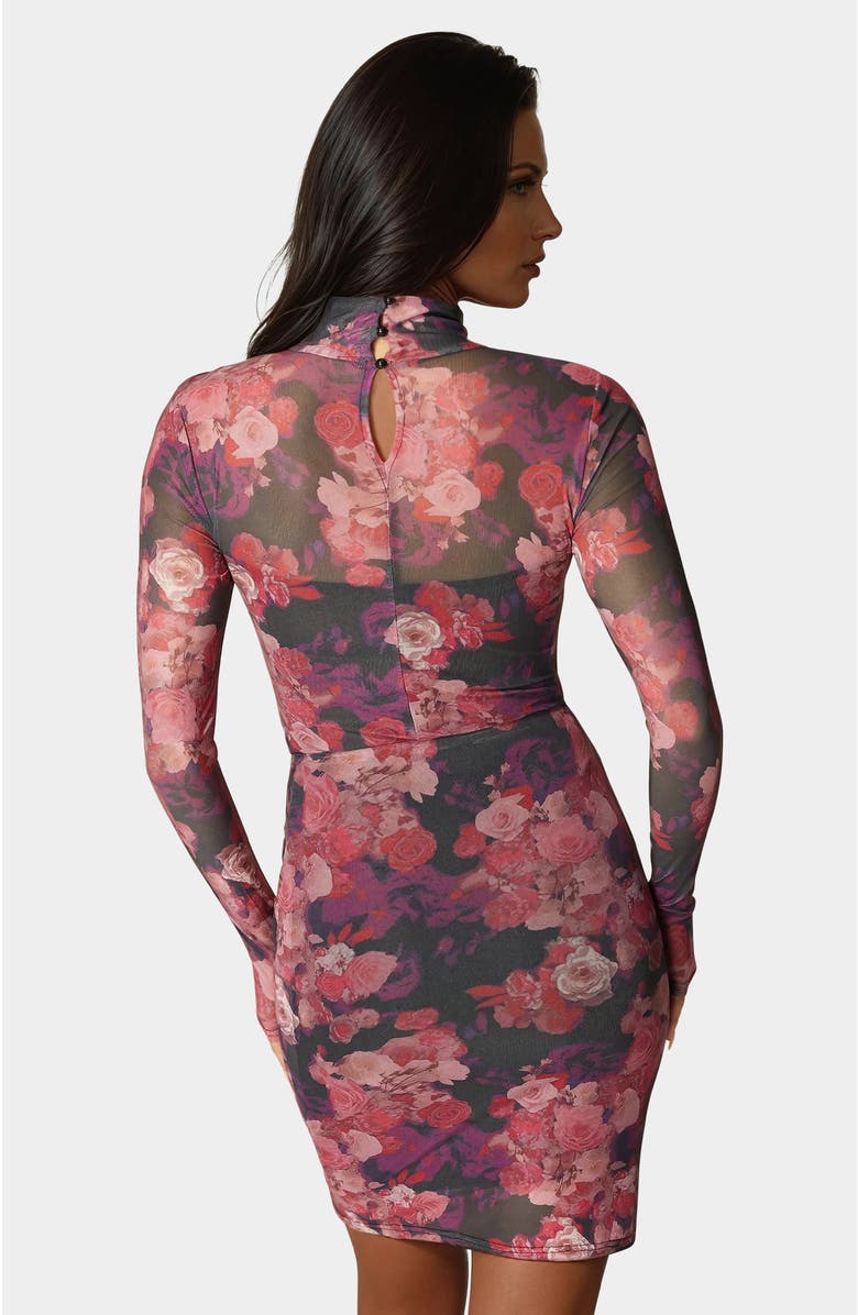 bebe Floral Mesh Bodysuit, Alternate, color, Romantic Floral Print