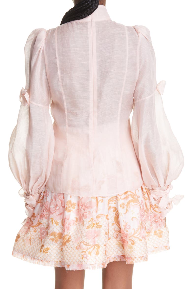 Postcard Bow Placket Linen & Silk Blouse, Alternate, color, BALLET