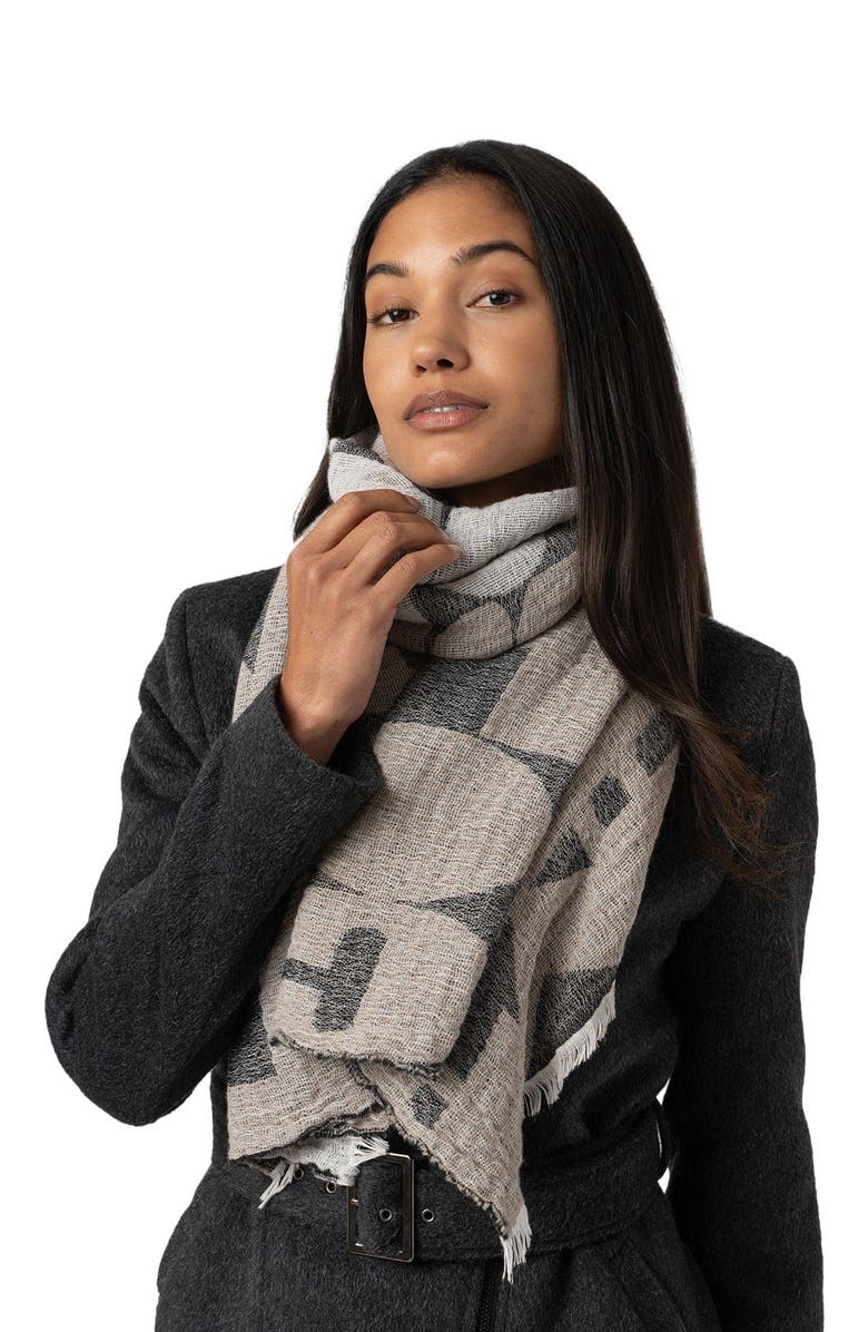Saint + Sofia Abstract Rock Scarf, Alternate, color, Black/Cream