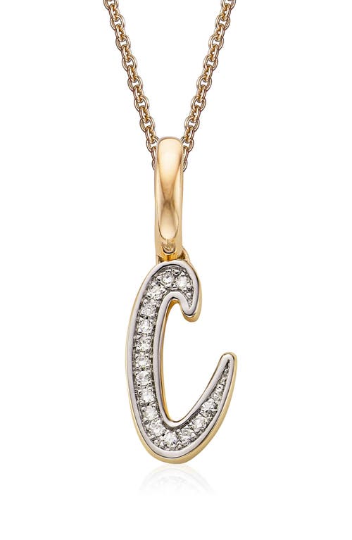 Monica Vinader Alphabet Diamond Pavé Pendant Charm in Gold/Diamond- C 