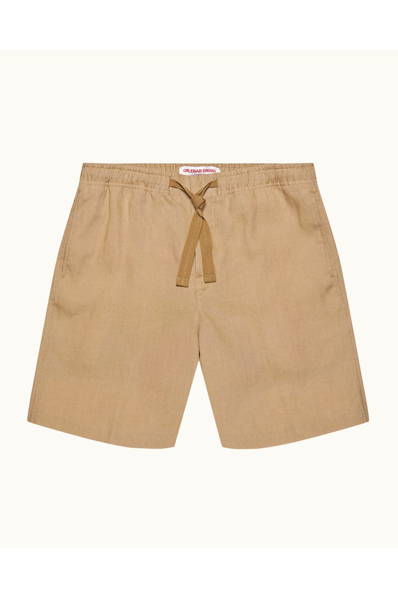Alex Lino Relaxed Fit Italian Linen Drawcord Shorts, Alternate, color, Biscuit