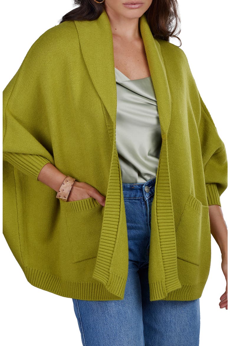 Oversize Ribbed Knit Cardigan, Main, color, LIME GREEN
