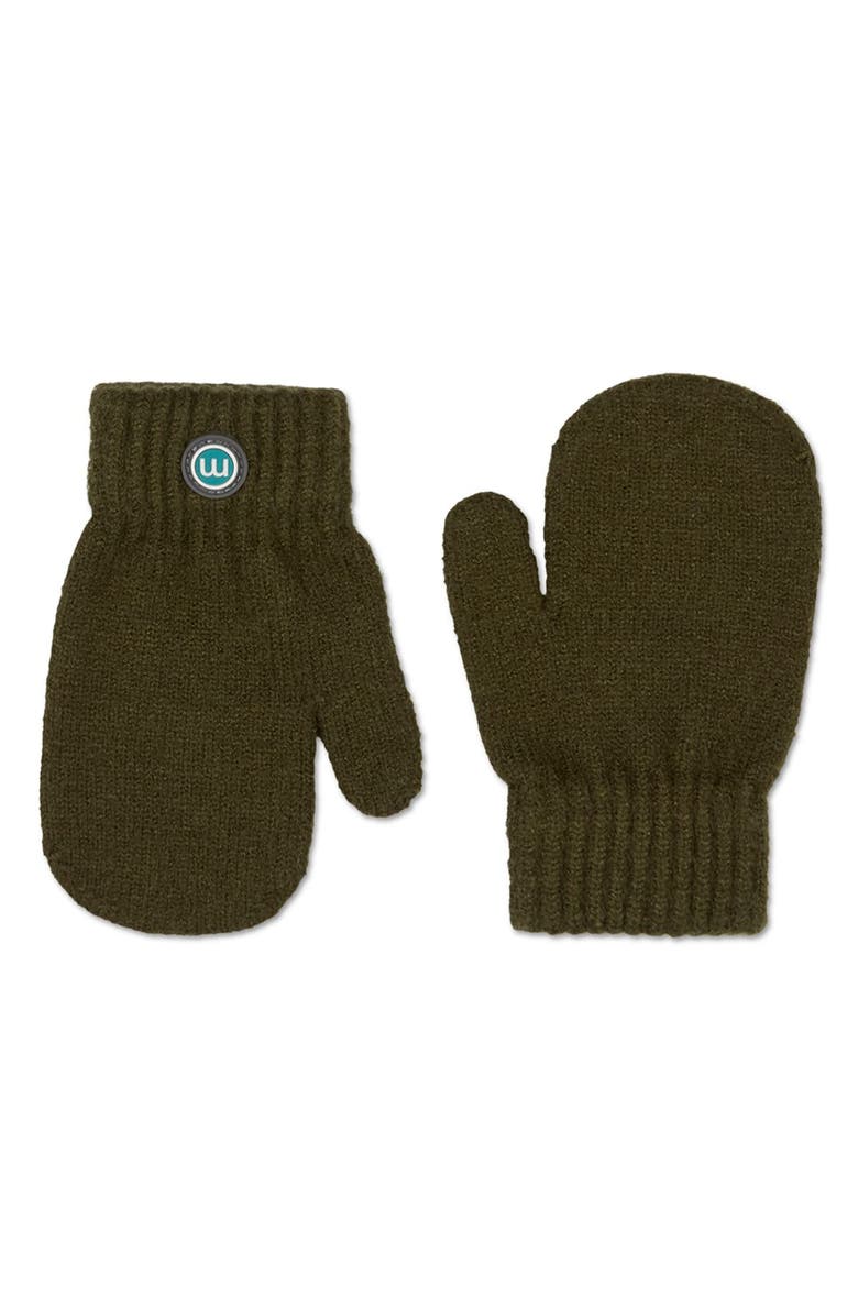 MKA-200 Kids Cozy Rayon-Blend Basic Ribbed Knit Mittens, Main, color, Army Green
