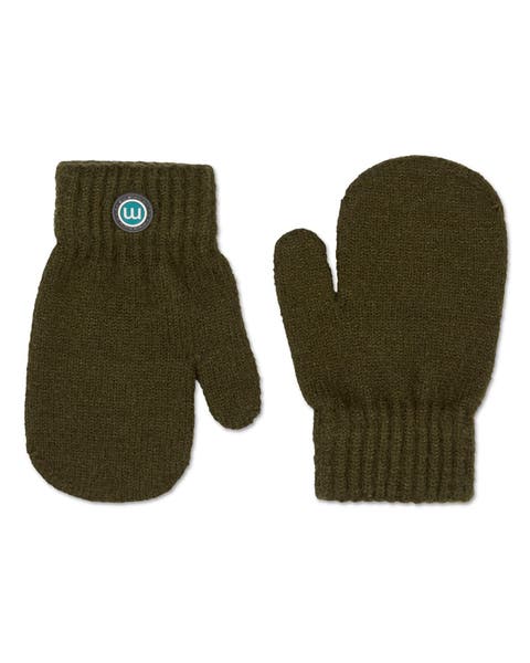 Kids Cozy Rayon-Blend Basic Ribbed Knit Mittens