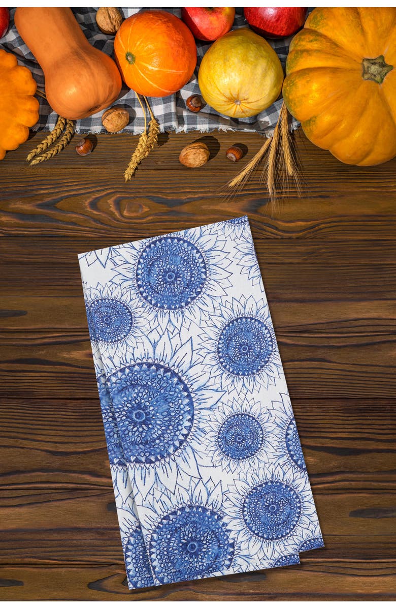 C&F Home Blue Harvest Sunflower Design Dishtowel, Alternate, color, Blue