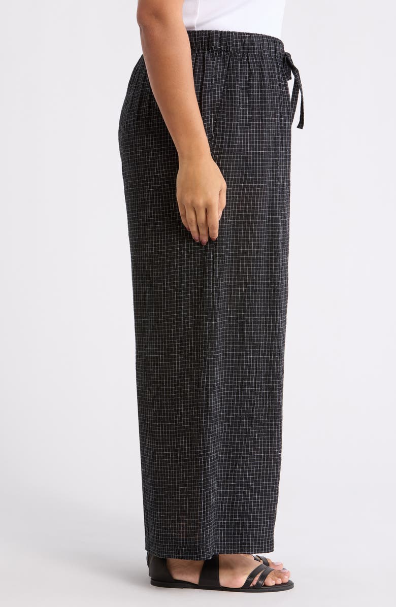 Eileen Fisher Windowpane Check Wide Leg Ankle Pants, Alternate, color, Black White