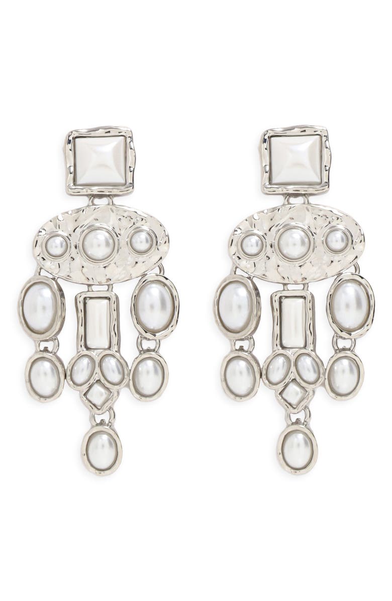 Petit Moments Dusk Statement Drop Earrings, Main, color, Silver/ Pearl