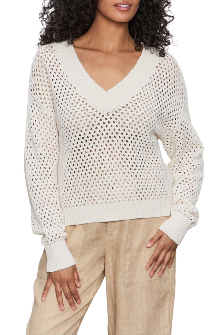 Open Stitch V-Neck Sweater, Main, color, MACRAME