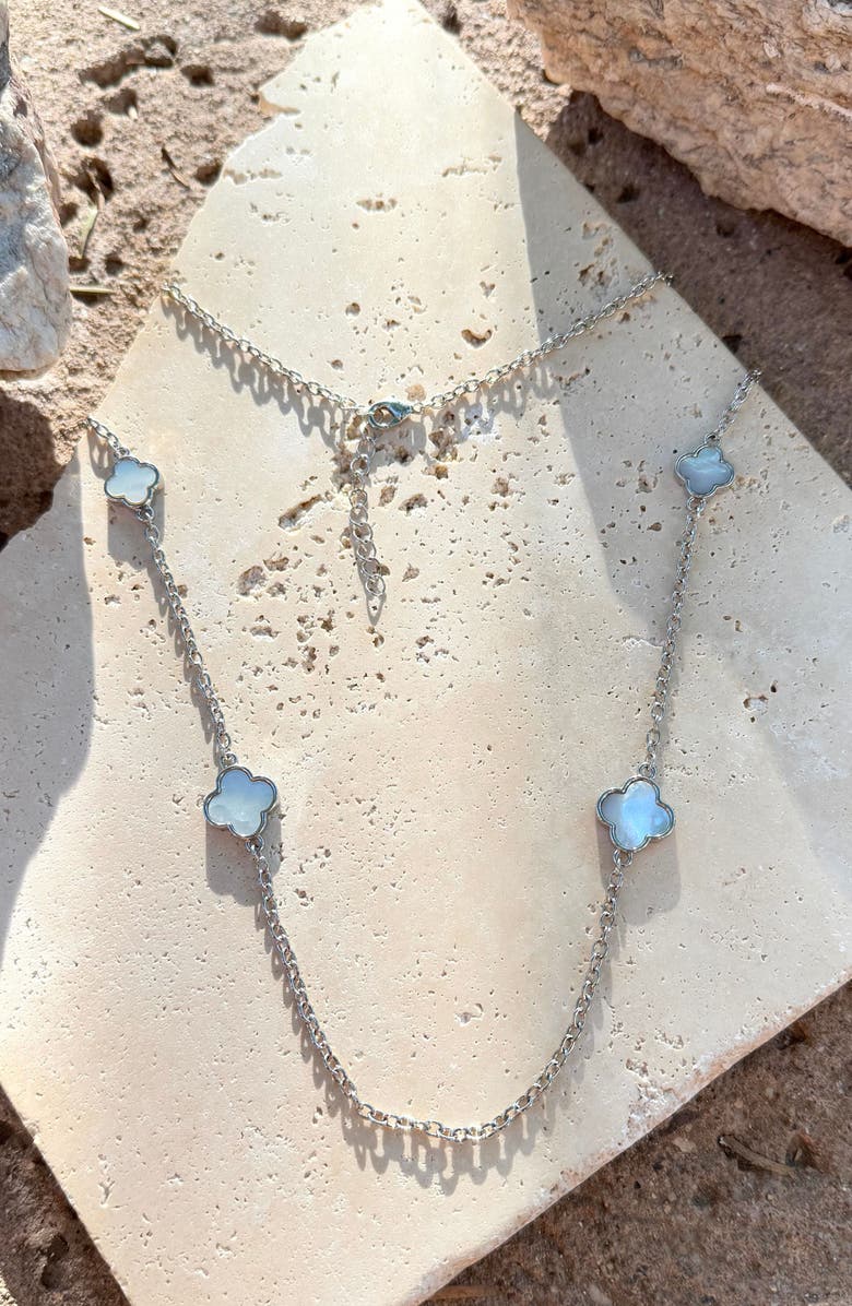 Adornia Mother of Pearl Clover Station Necklace, Alternate, color, White