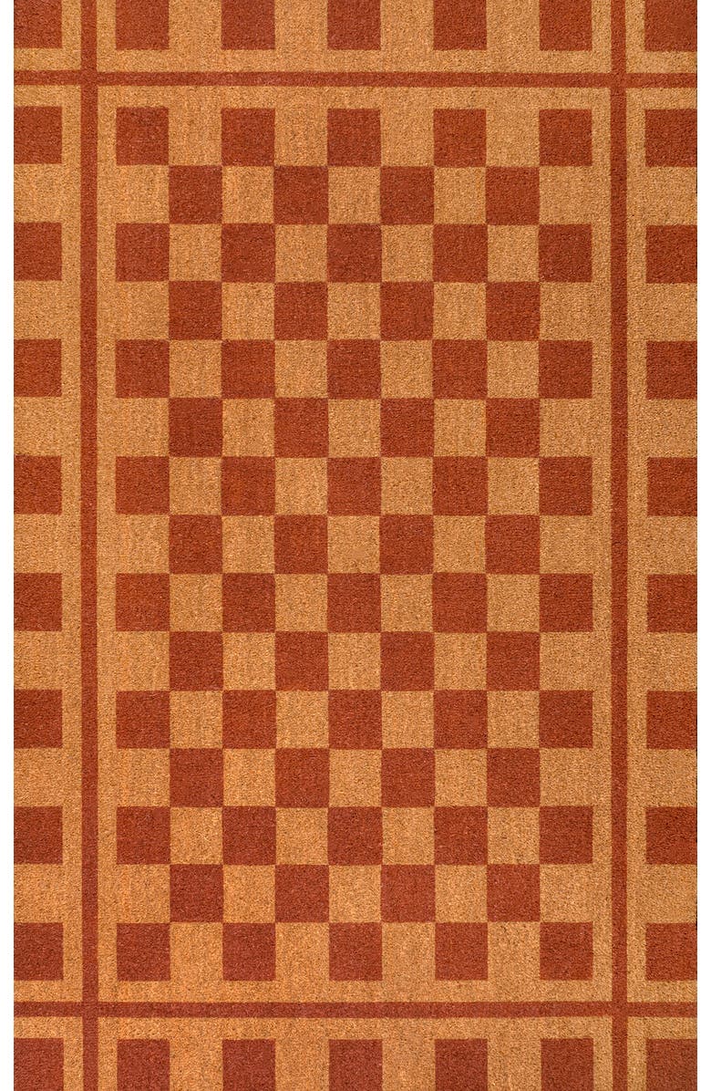 JONATHAN Y Peater Classic Casual Commerical Natural Coir Mat Indoor/Outdoor, Alternate, color, Natural Red