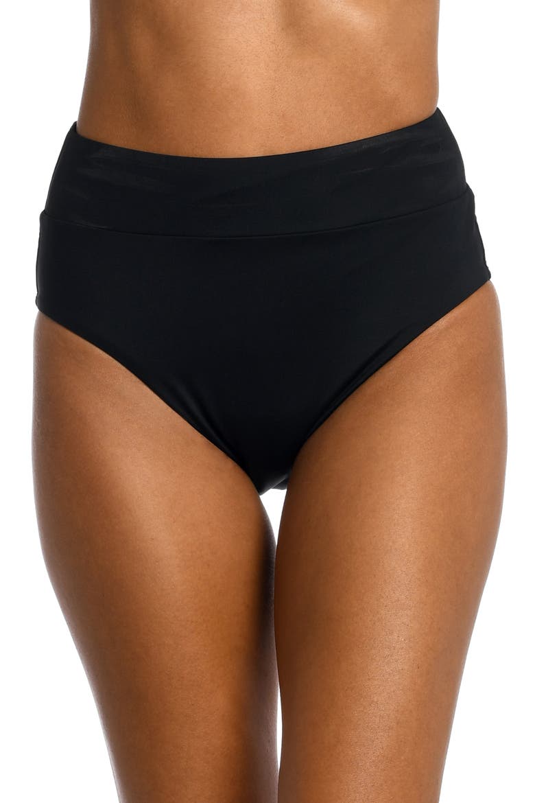 Island Goddess High Waist Bikini Bottoms, Main, color, BLACK