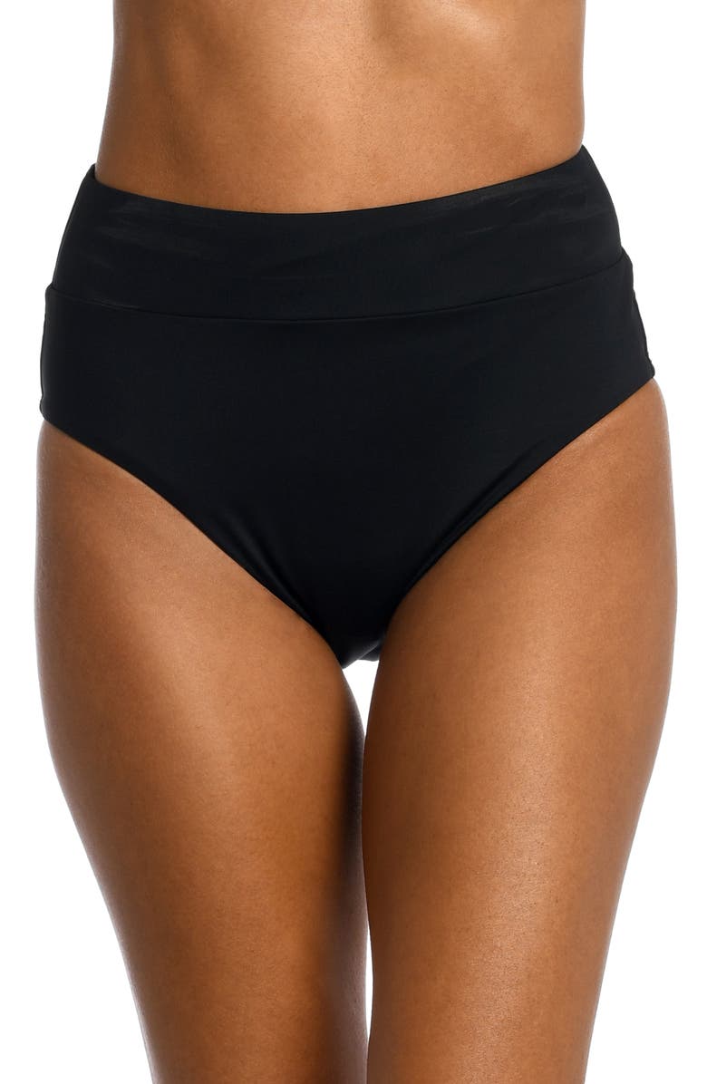 La Blanca Island Goddess High Waist Bikini Bottoms, Main, color, Black