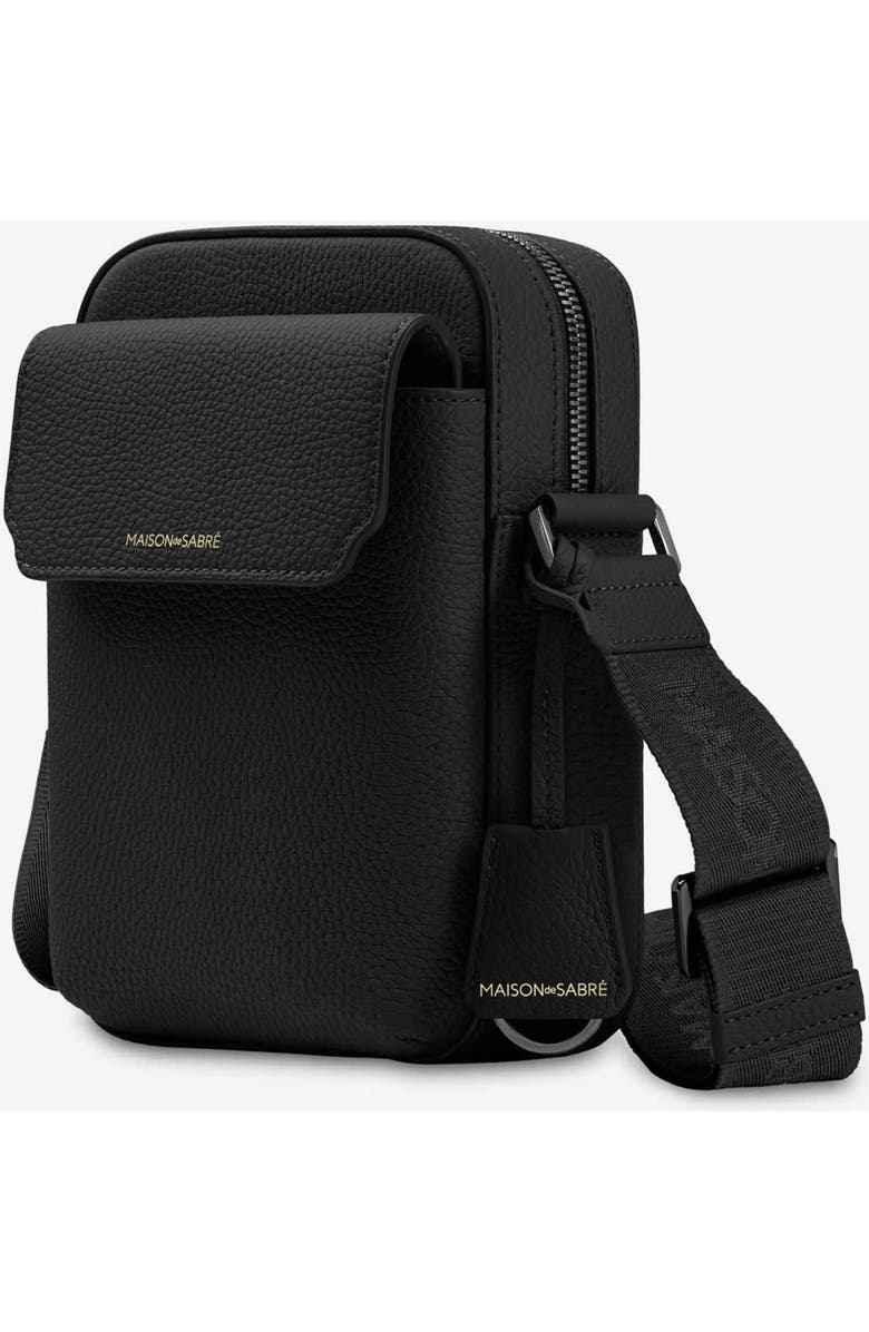 MAISON de SABRÉ Small Leather Messenger Bag, Alternate, color, Black Caviar