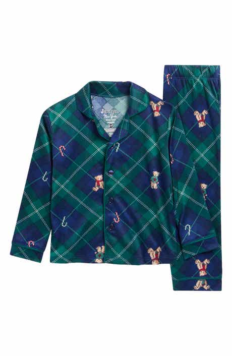 Kids' Teddy Bear Argyle Fitted Two-Piece Pajamas