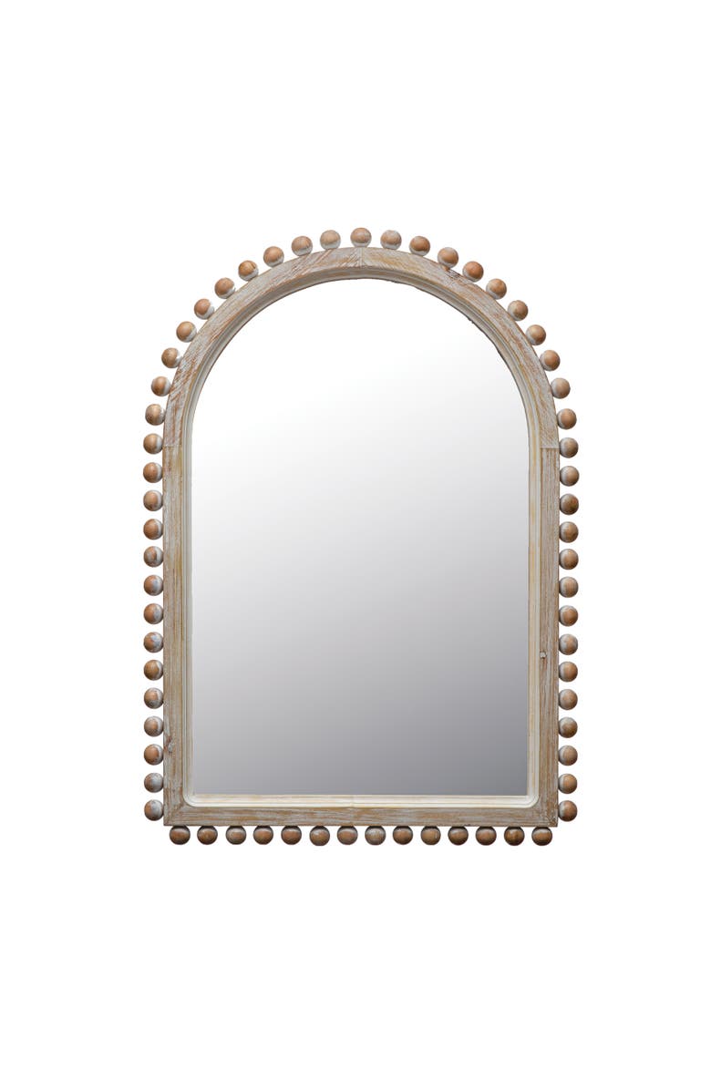 Storied Home Wood Ball Framed Arched Wall Mirror, Natural, Main, color,