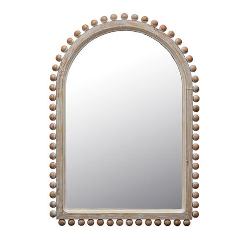 Storied Home Wood Ball Framed Arched Wall Mirror, Natural In Brown