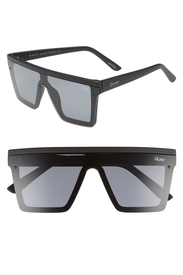 Australia Hindsight 56mm Flat Top Shield Sunglasses, Alternate, color, BLACK/ SMOKE