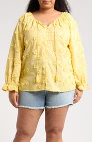 Forgotten Grace Floral Embroidered Long Sleeve Button-Up Top
