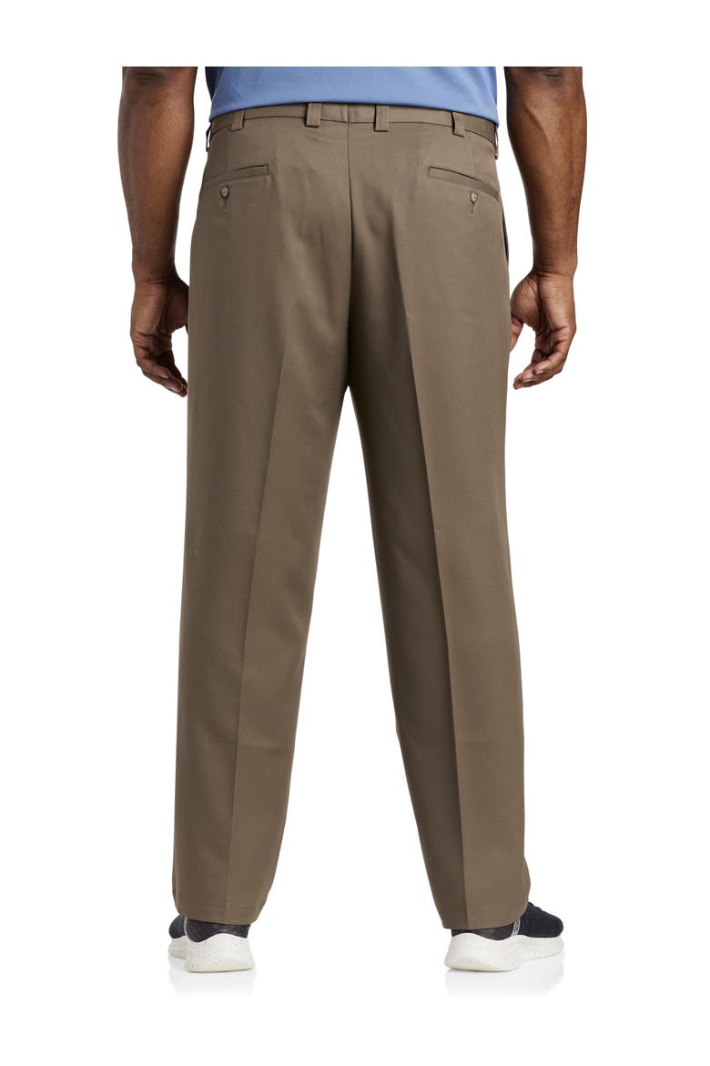 Waist-Relaxer Pleated Microfiber Pants, Alternate, color, DARK TAUPE