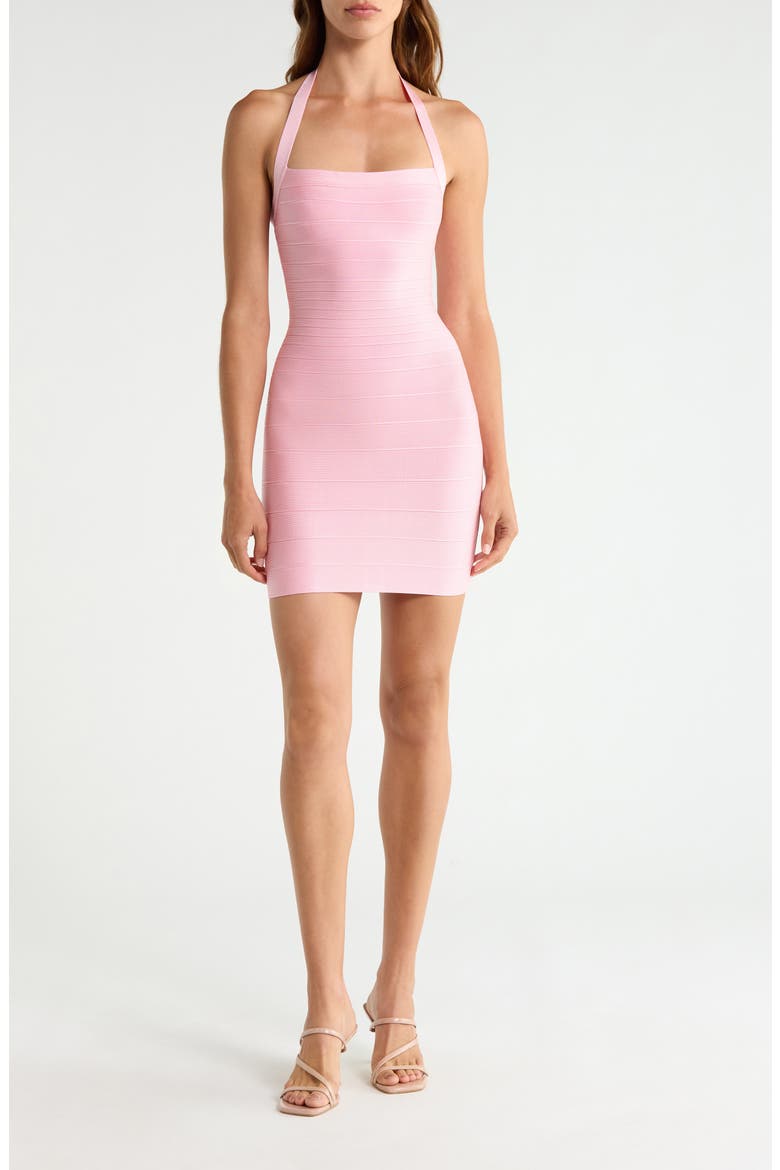 Silhouette Halter Neck Minidress, Alternate, color, PINK