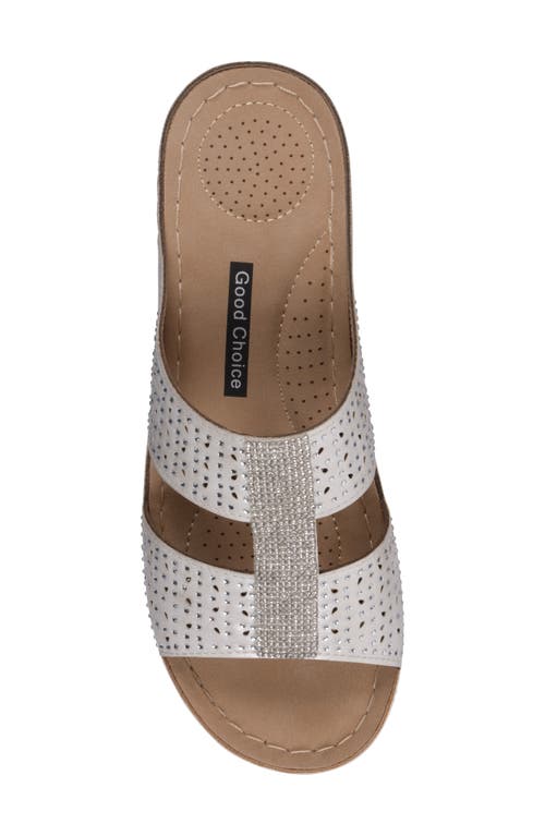Gc Shoes Carrie Rhinestone Wedge Sandal In White
