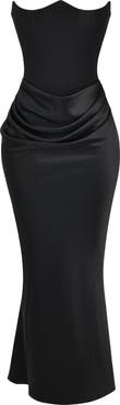 HOUSE OF CB Persephone Strapless Satin Corset Cocktail Dress