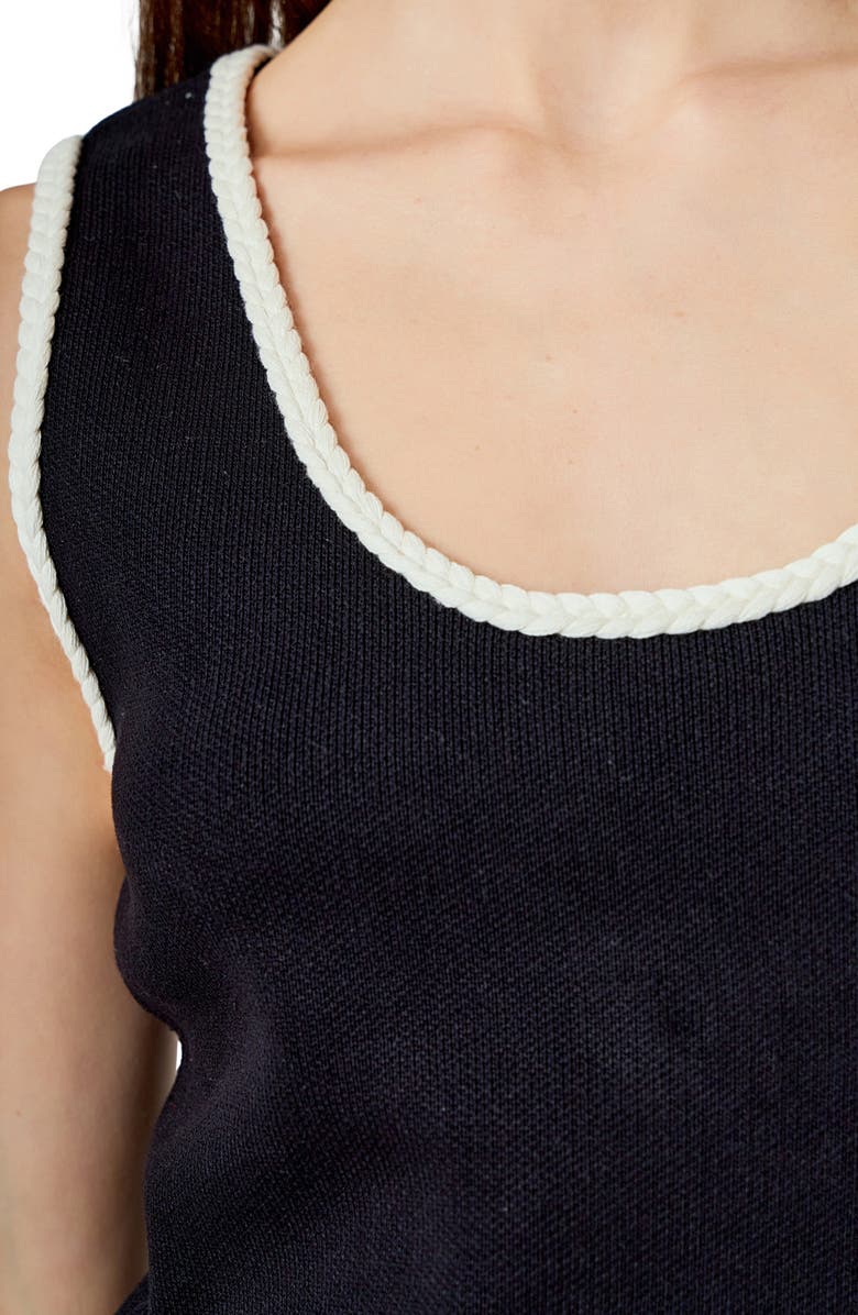 Endless Rose Braid Trim Knit Tank, Alternate, color, Black/ White