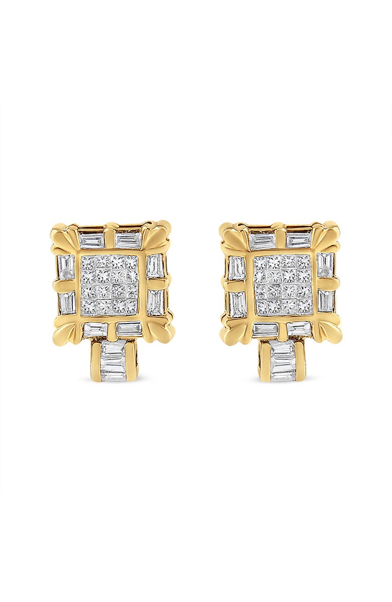 Haus of Brilliance 14K Yellow Gold 7/8 Cttw Diamond Huggie Hoop Omega Earrings, Alternate, color, Yellow