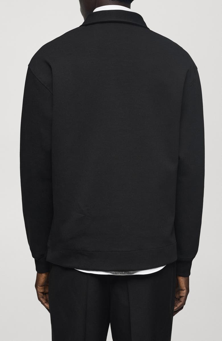 MANGO Relaxed Fit Long Sleeve Cotton Blend Polo Sweatshirt, Alternate, color, 