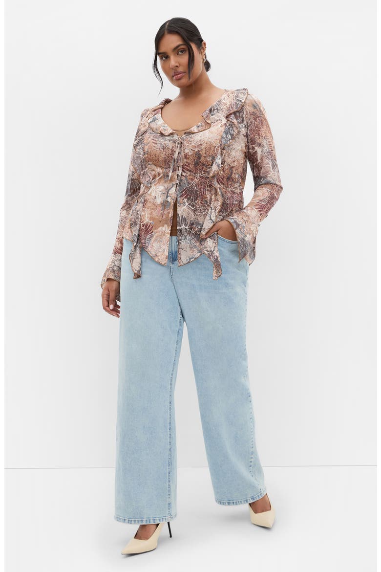 Vivid Mesh Ruffle Top, Alternate, color, URBAN OASIS