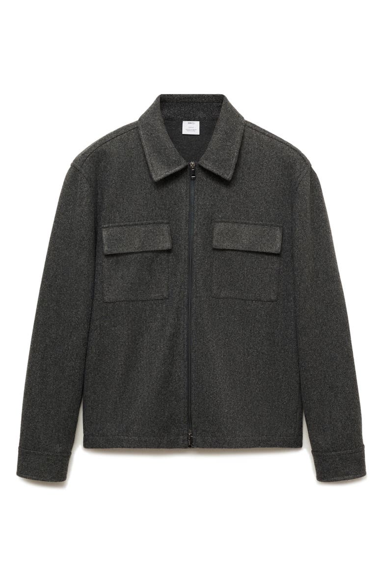 MANGO Regular Fit Zip Flannel Jacket, Main, color,