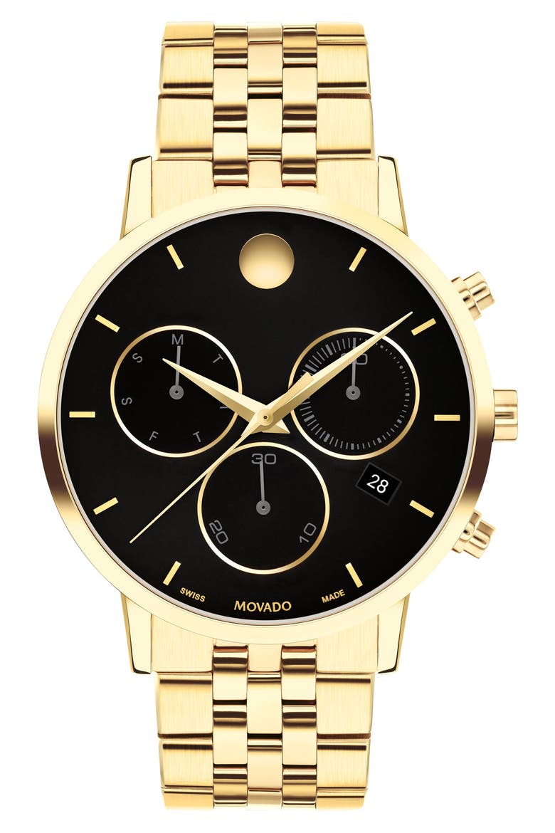Museum Classic Chronograph Bracelet Watch, 42mm, Main, color, BLACK