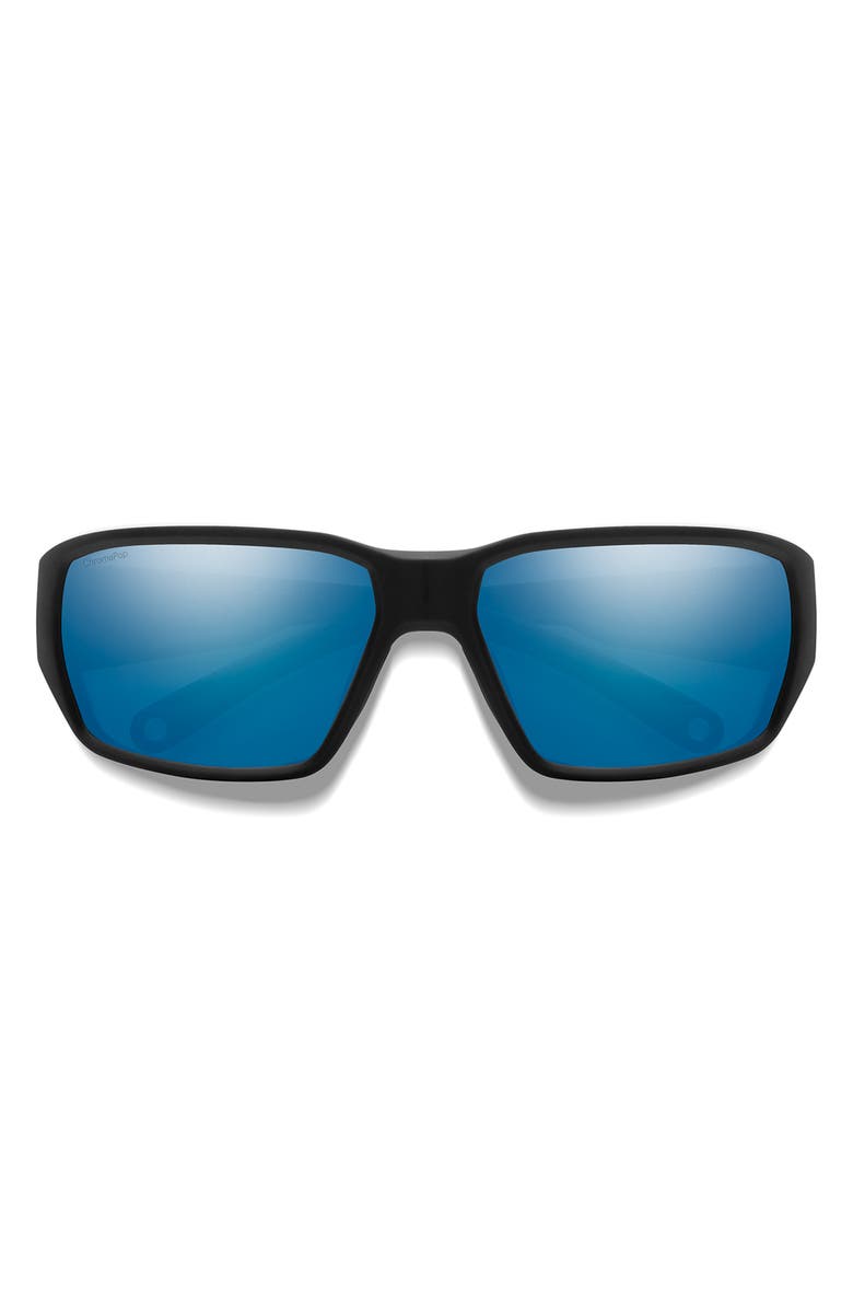 Smith Hookset 62mm ChromaPop<sup>™</sup> Polarized Oversize Wraparound Sunglasses, Main, color, Black / Chromapop Glass Blue