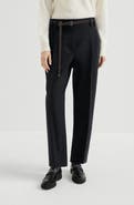 Brunello Cucinelli Tropical luxury wool slouchy trousers with monili