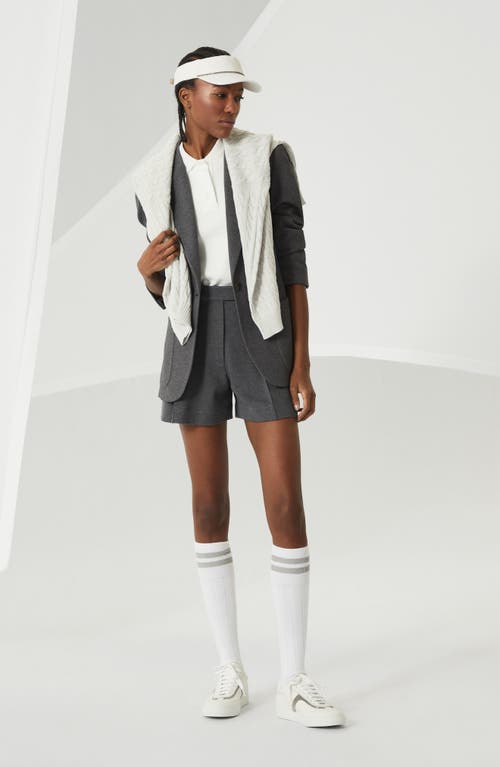 Brunello Cucinelli Techno Cotton Piqué Shorts In Lead