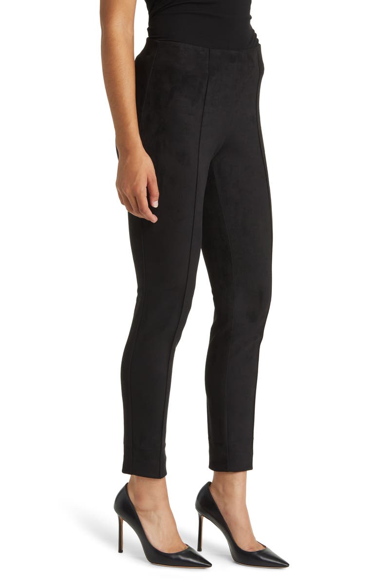 Anne Klein Slim Faux Suede Pull-On Pants, Alternate, color, 