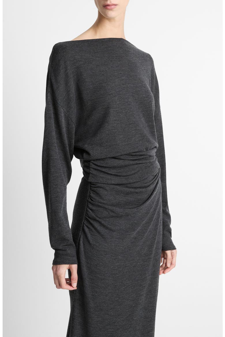 Ruched Drape Top, Alternate, color, DARK HEATHER GREY