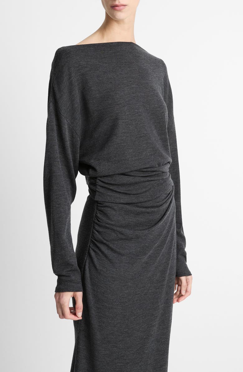 Vince Ruched Drape Top, Alternate, color, Dark Heather Grey