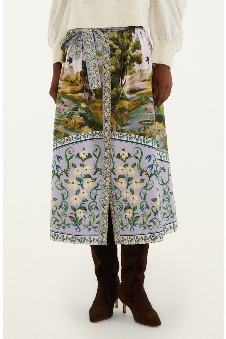 Countryside Landscape Midi Skirt, Main, color, GREEN