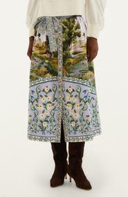 FARM Rio Countryside Landscape Midi Skirt