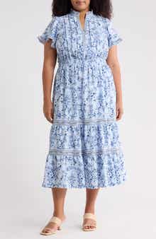 MAX STUDIO Flutter Sleeve Tiered Maxi Dress