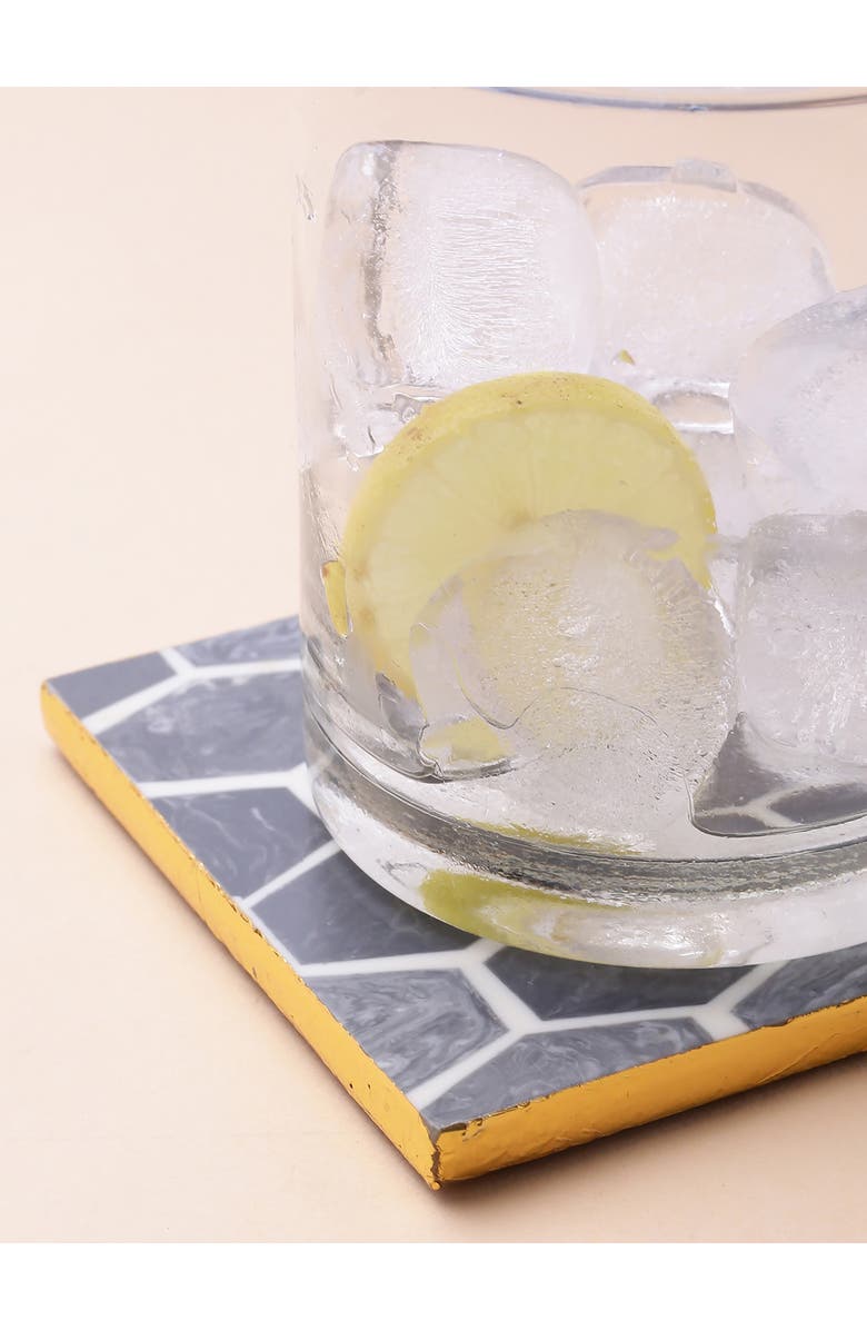 Tiramisu Set of 4 Resin Coasters, Alternate, color, Grey