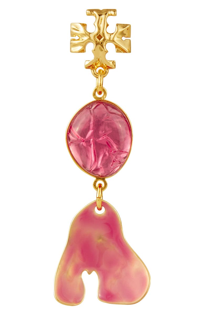 Tory Burch Roxanne Double Drop Earrings, Alternate, color, Gold / Pink