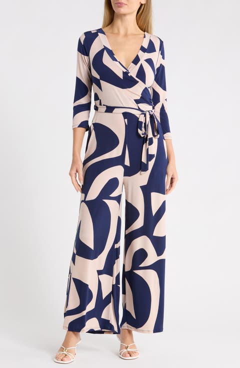 Three Quarter Sleeve Wide Leg Jumpsuit