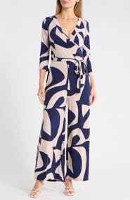 WEST K Three Quarter Sleeve Wide Leg Jumpsuit
